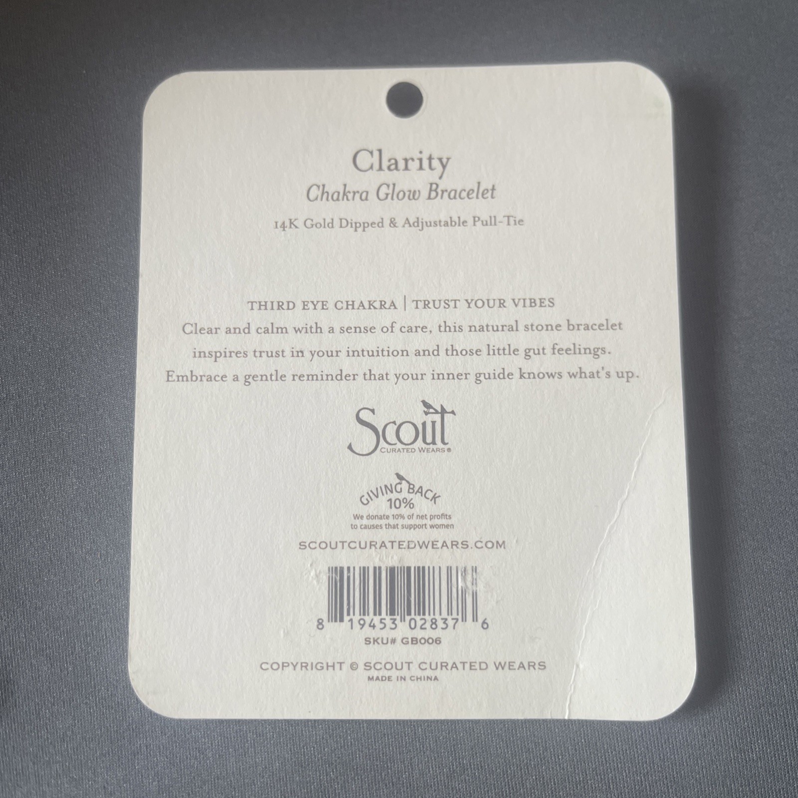 Scout Clarity Chakra Glow Bracelet 14k gold Dipped And Adjustable Pull Tie