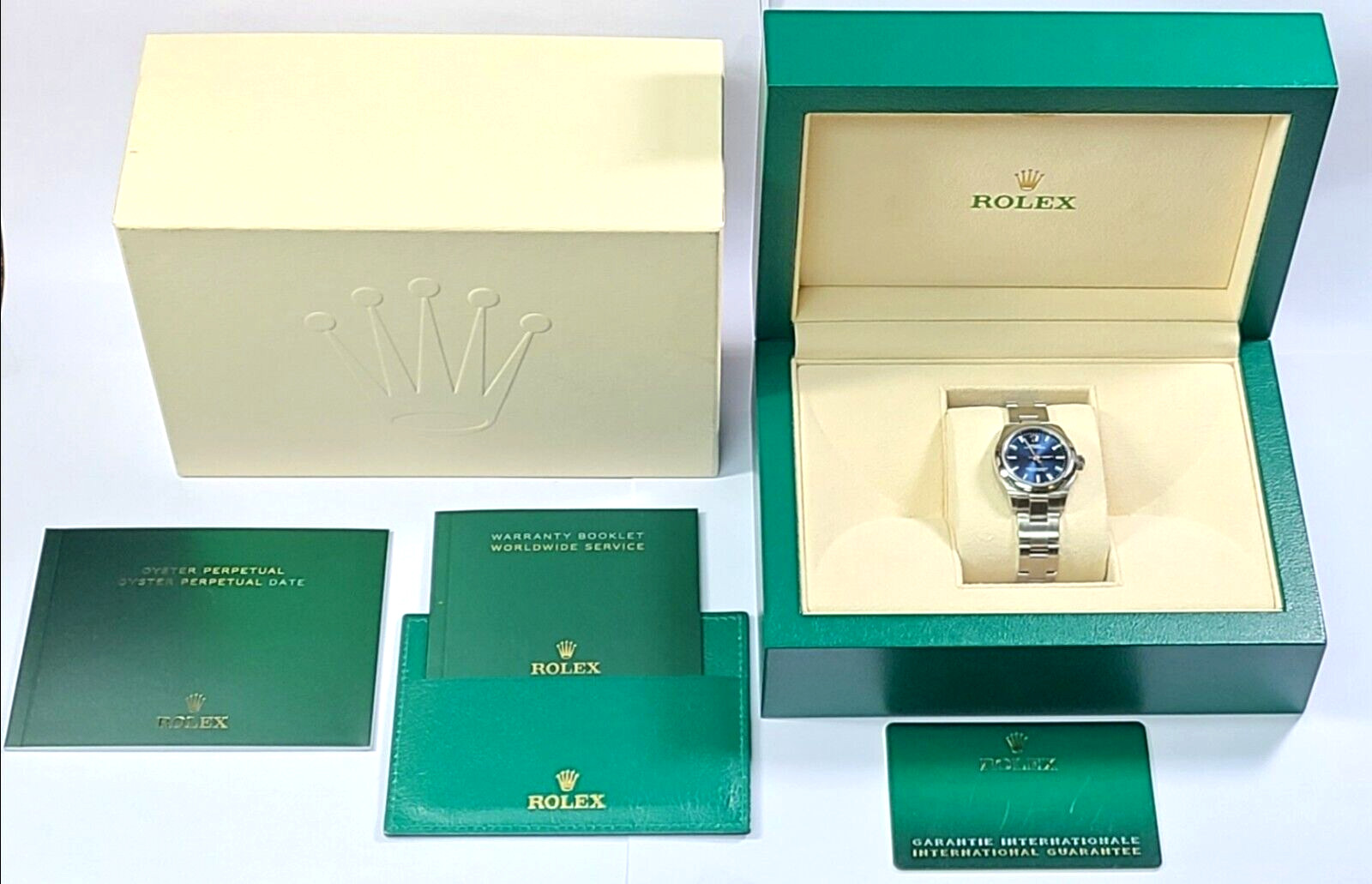 Rolex Oyster Perpetual Stainless Steel Blue Dial 28mm Ladies Watch 276200
