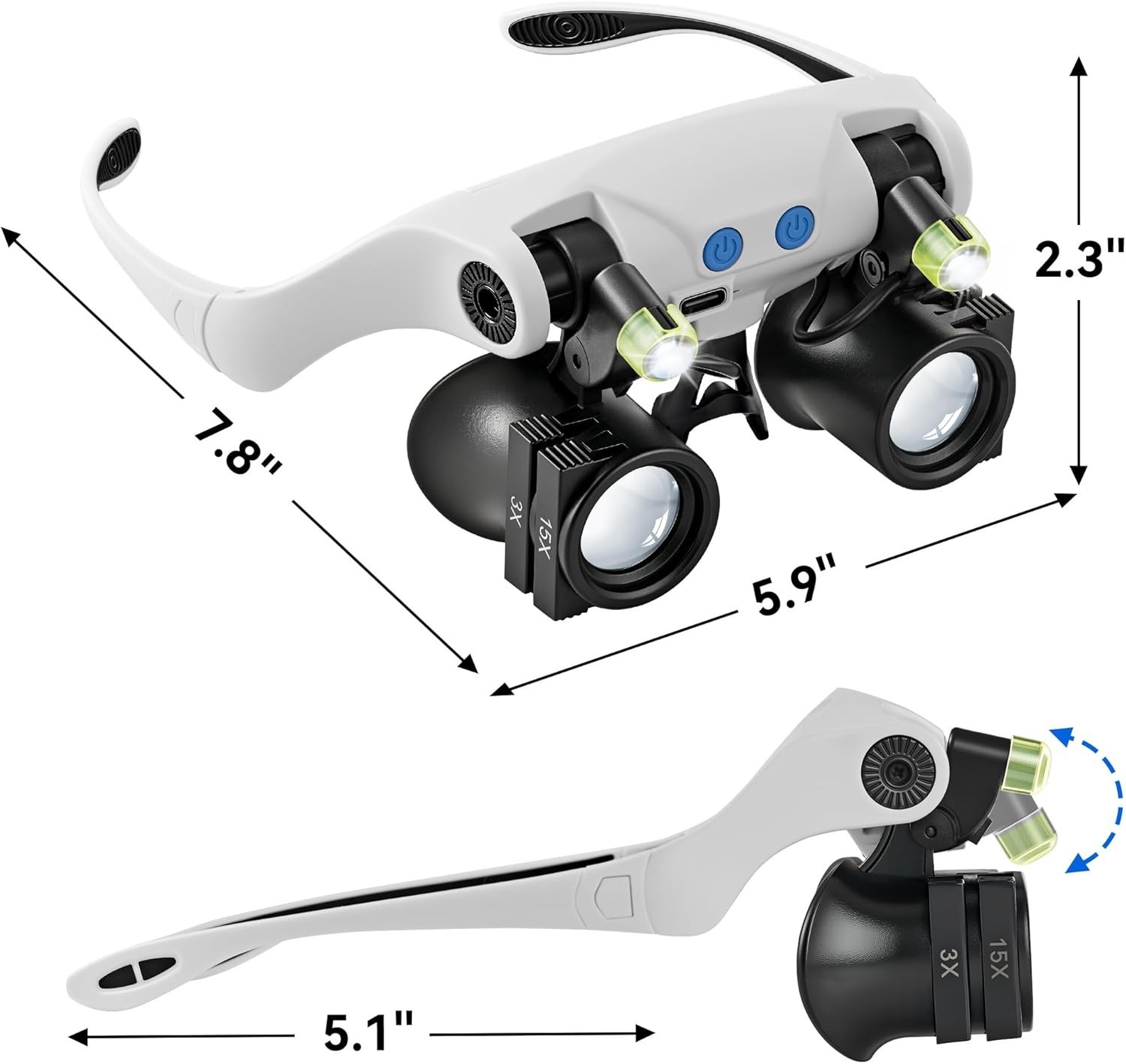 Magnifying Glasses with LED Light, Hands Free Magnifier with 14 Interchangeab…