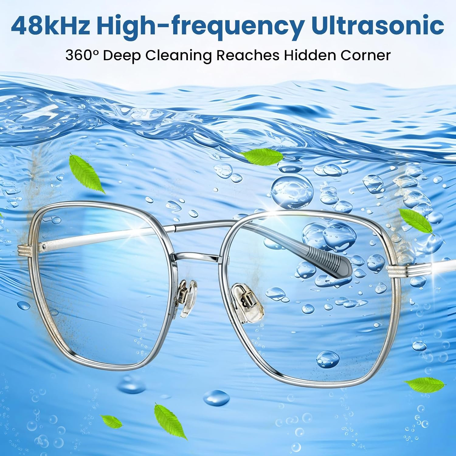 Ultrasonic Cleaner 48KHz Jewelry Glasses Cleaner Machine 400ML Stainless Tank