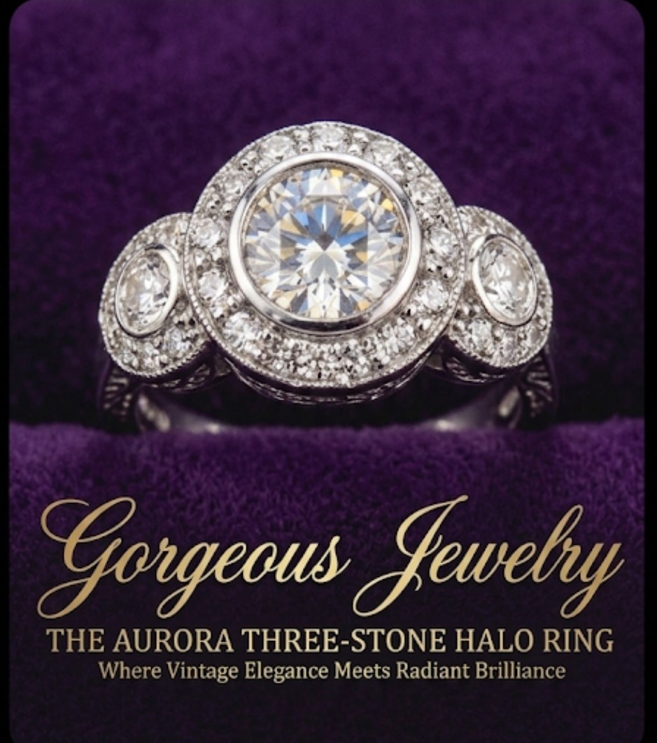 MODERN AURORA TRIPLE HALO WHITE SAPPHIRE VVS Ring Stamped 14k GOLD FILLED -USA