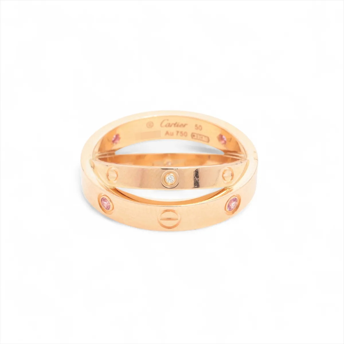 Cartier Be Love Pink sapphire diamond Ring 750(PG) 6.7g 50