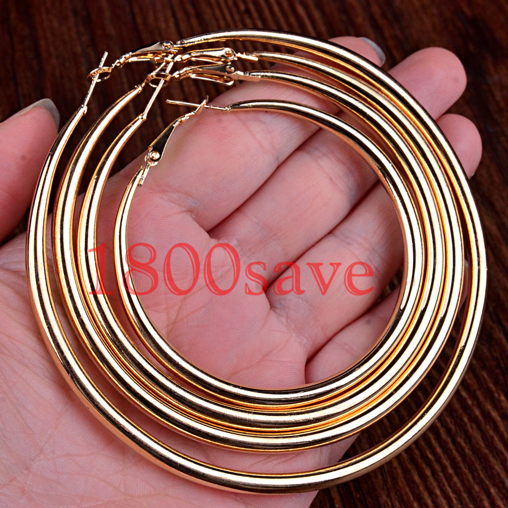 Women’s Classic 18K Yellow Gold Filled 40mm/1.57 inch Round Tube Hoop Earrings