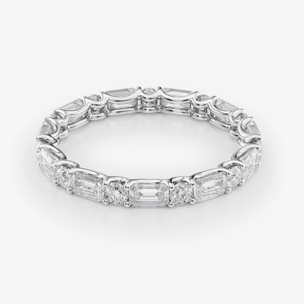 Engagement Eternity Band Emerald Cut 2 Carat Lab Grown Diamond 14K White Gold