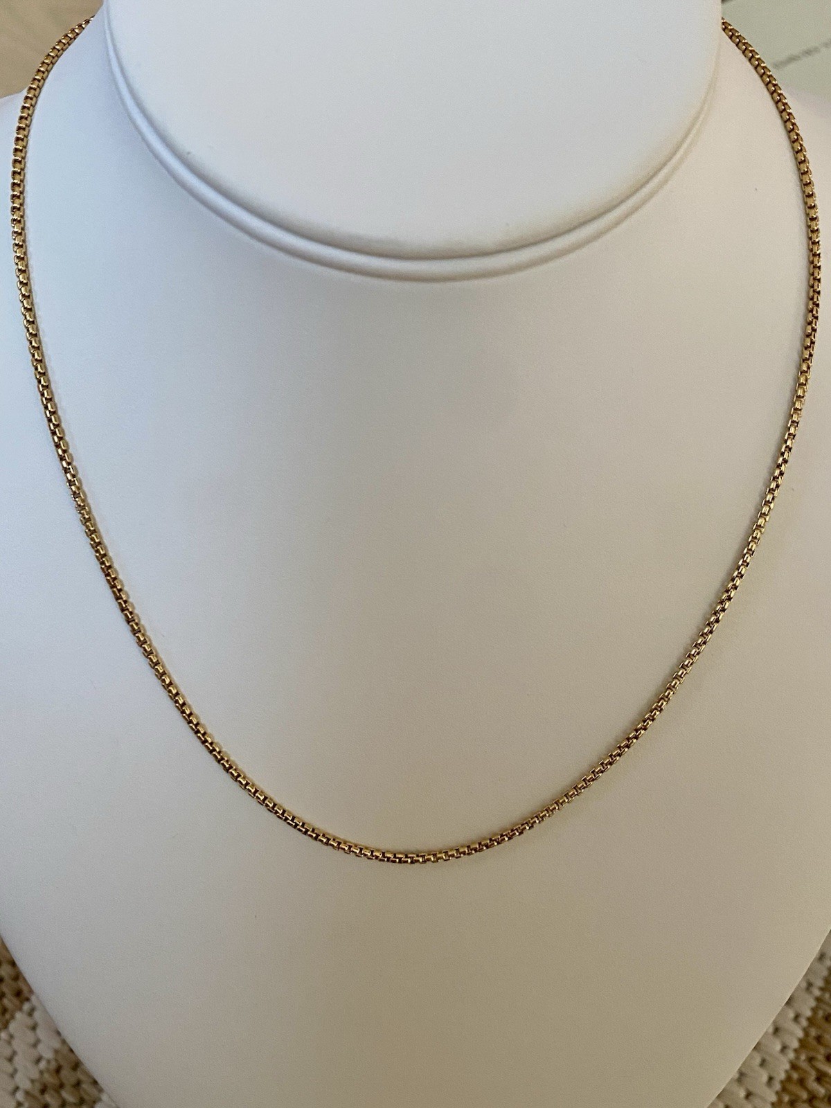 David Yurman 18k Yellow Gold Box Chain Necklace 1.7mm 16 17 18” Adjustable