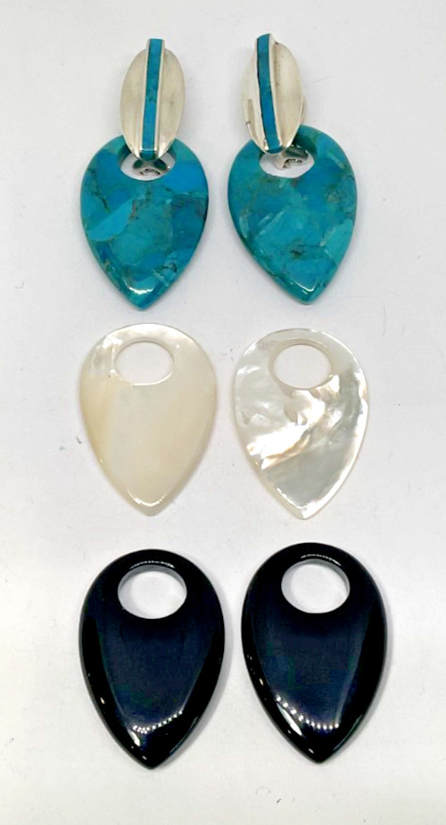 Jay King Interchangeable Sterling Silver Turquoise Onyx Mother Of Pearl Earrings