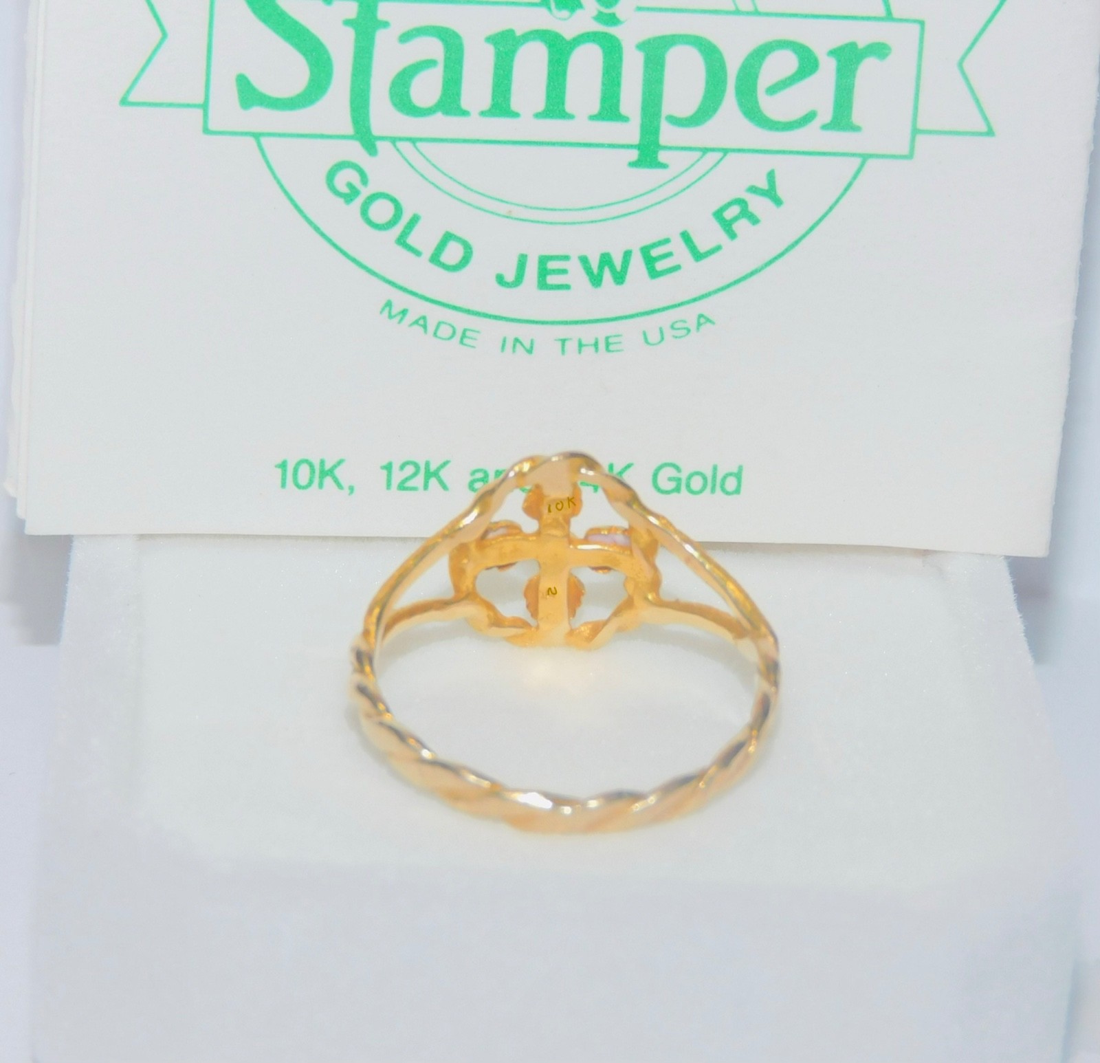 Black Hills Gold 10k Braided Frame Four Leaves Ring Size 9 1/4