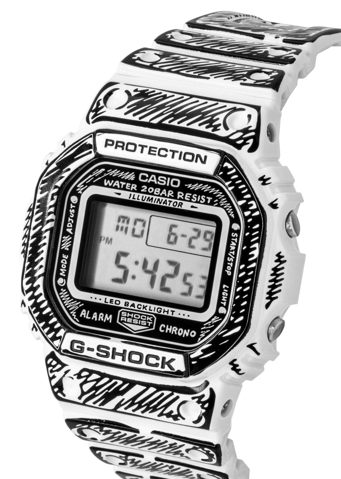 Casio G-SHOCK Digital Quartz Black White Dial DW-5600JV-7 200M Men’s Watch