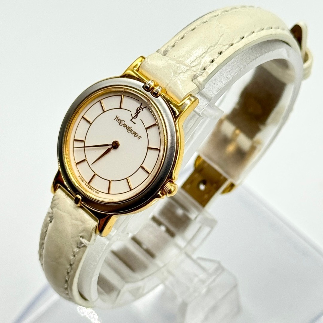 YSL Yves Saint Laurent Watch White Dial 2 Hands 2200 228481 Working