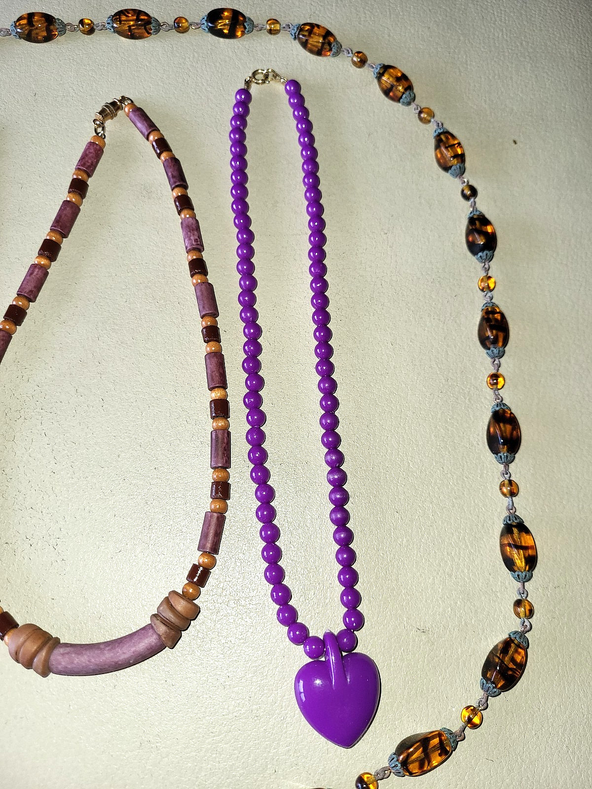 Mixed Lot of 5 Multicolor Beaded Necklaces, Natural, Glass, Metal, Wood, Plastic