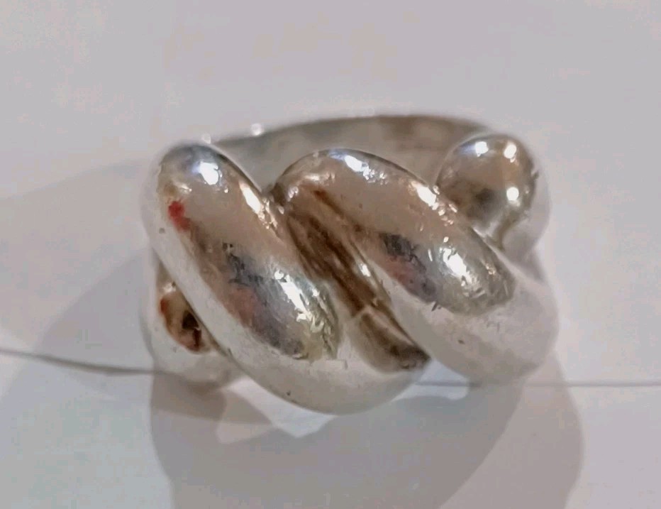 Sterling Silver MCM Modernist Puffy Wave Ring Size 6.75 Retro Heavy 10.7 Grms