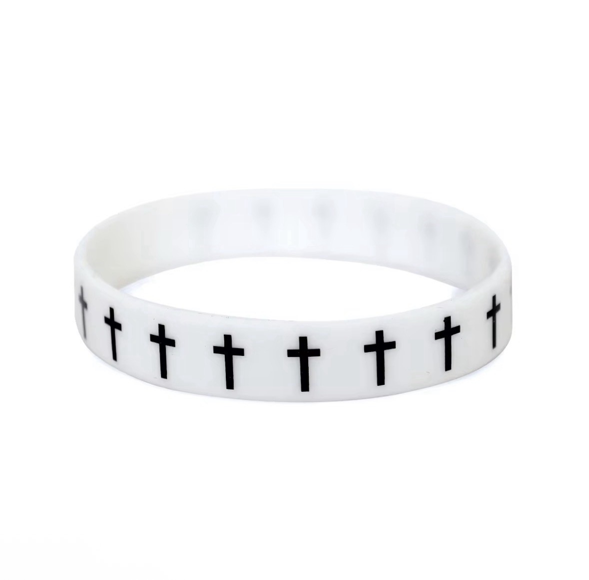 3 PCS Silicone Cross Bracelet Set Black White Olive Christian Wristbands Faith