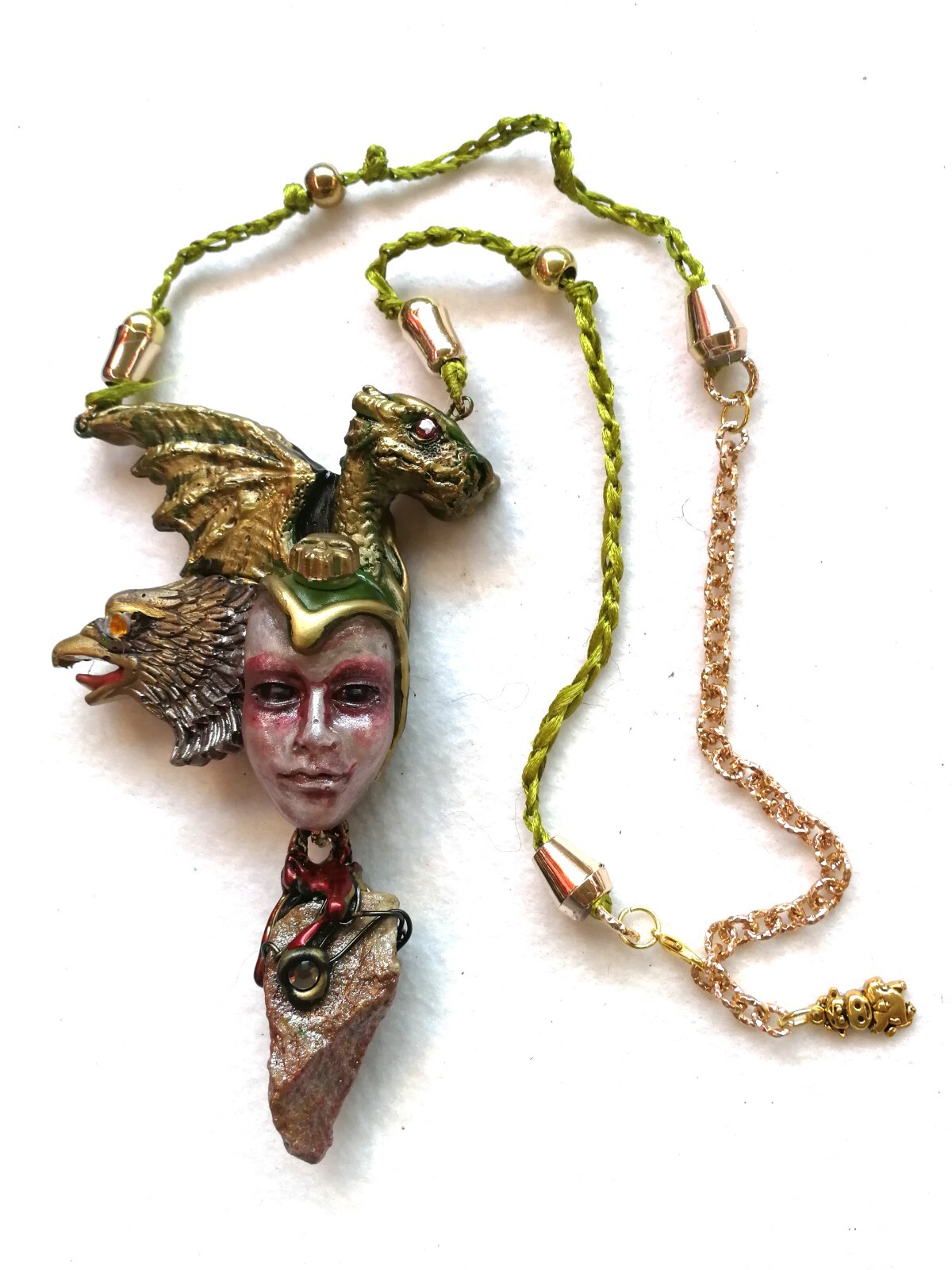 Bune Demon Gothic Talisman Satanist Pendant Devil Amulet Necklace Dragon Eagle