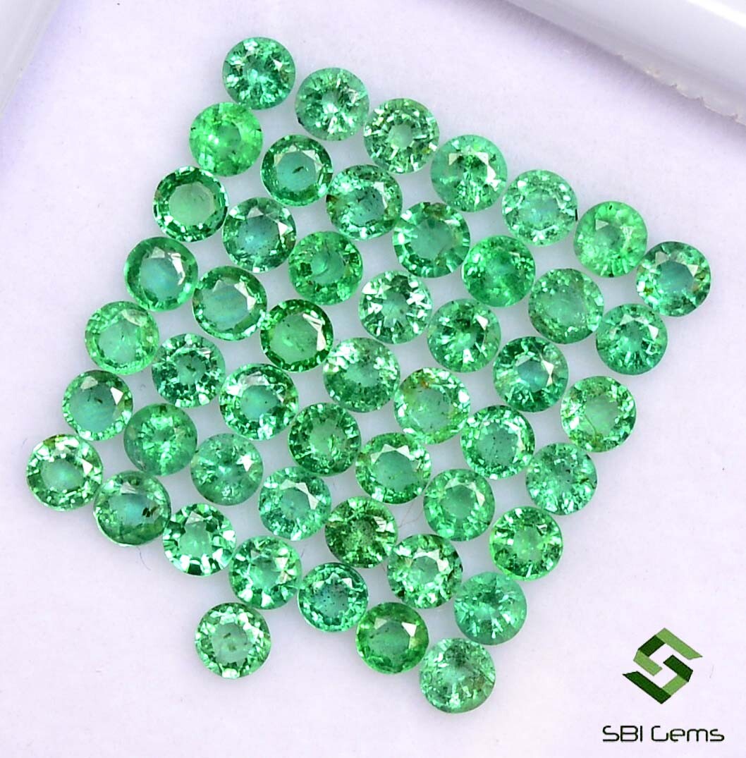 Natural Emerald Round Cut 2.50 mm Lot 50 Pcs Calibrated Faceted Loose Gemstones