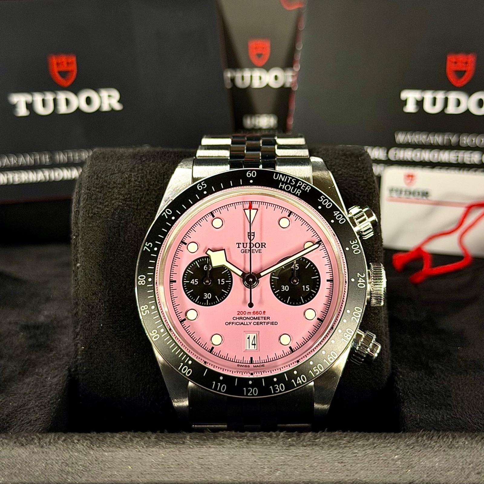 Tudor Black Bay Pink Dial Inter Miami Chrono 2025 Full Set Warranty