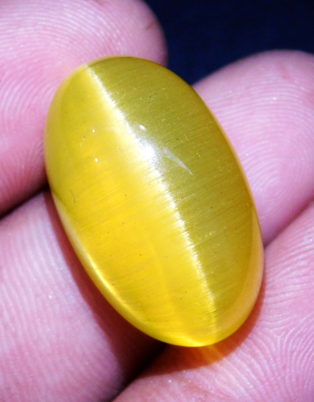 43.55 Ct Natural Chrysoberyl Yellow Cats Eye Oval Cabochon Loose Gemstone