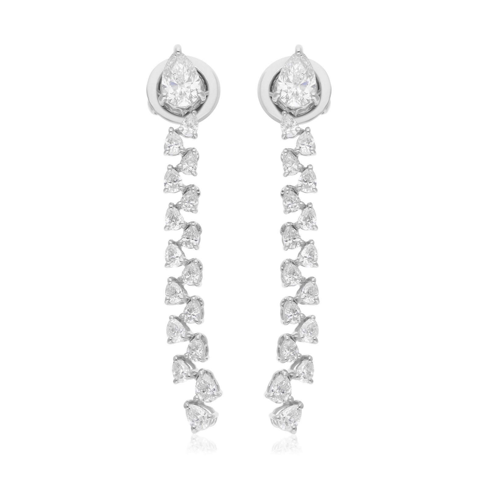1.83 Ct Pear Lab Grown Diamond Dangle Earrings 14K White Gold CVD Birthday Gift