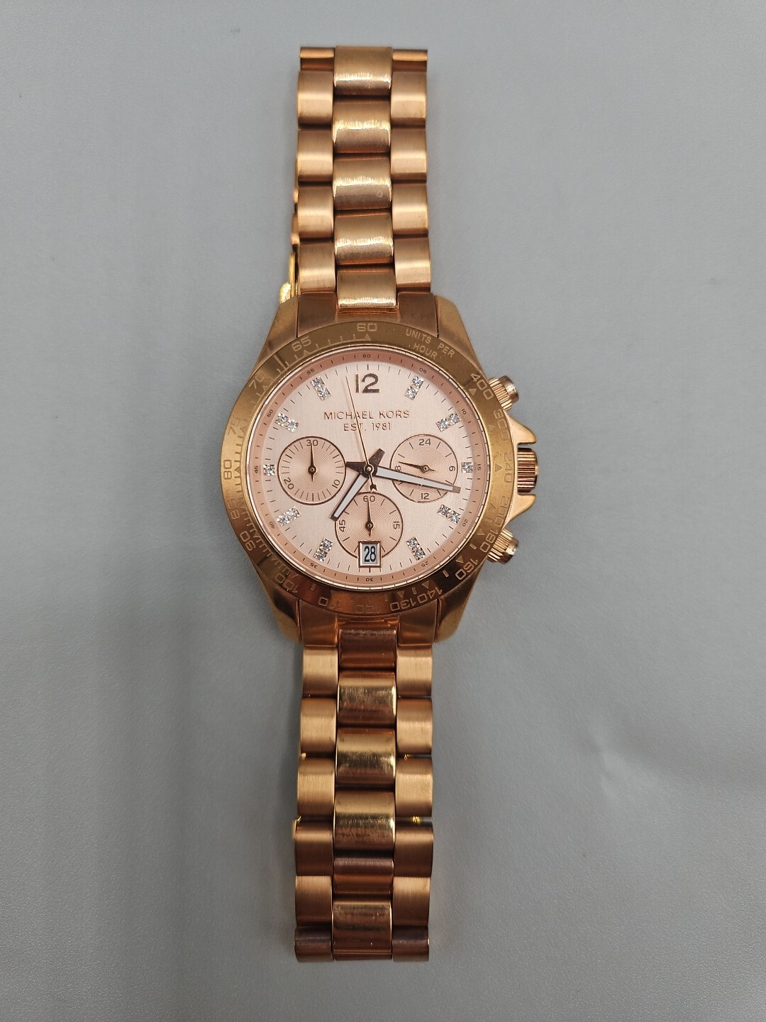 Michael Kors Ladies Rosegold Chrono Dial Stainless Steel Band Watch MK-6450W