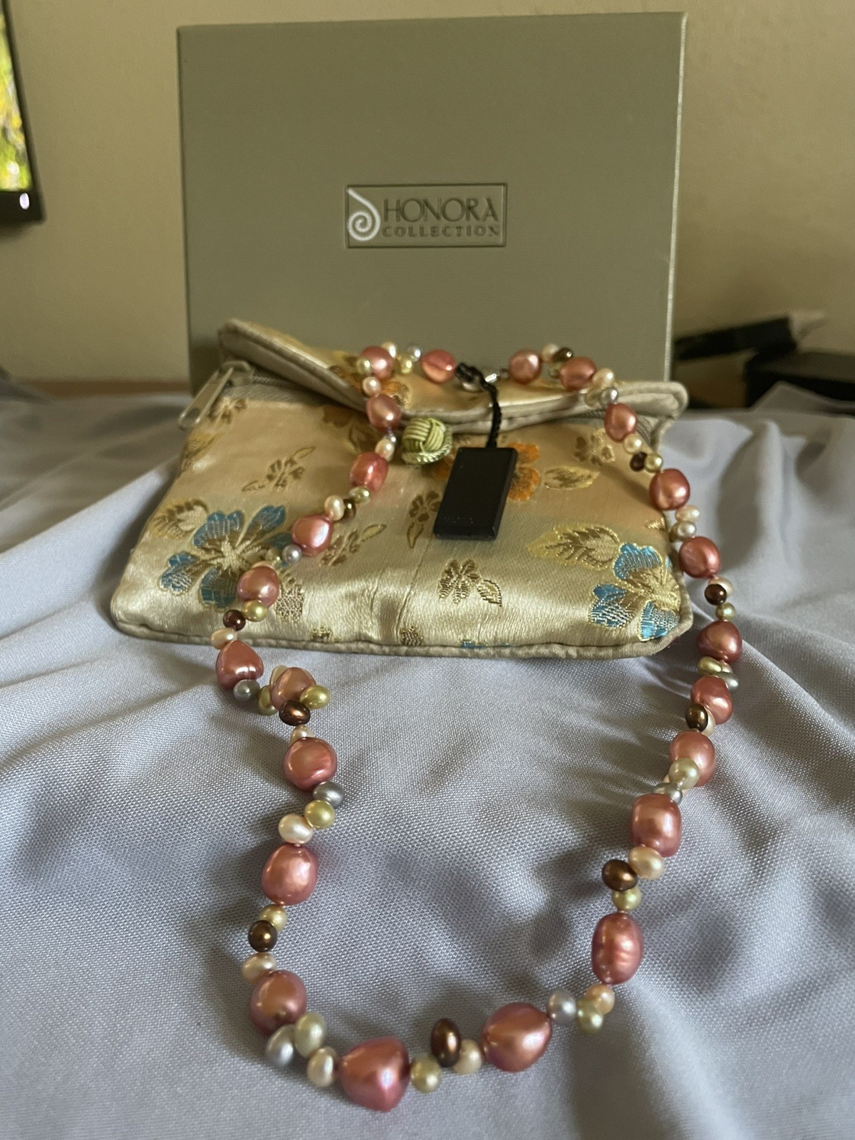 HONORA Multi Color Freshwater Pearl Necklace Champagne, Gray, Brown, White 18″
