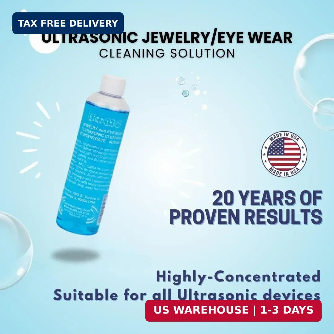 iSonic Ultrasonic Jewelry & Eyeglass Cleaner Solution Concentrate – Professional