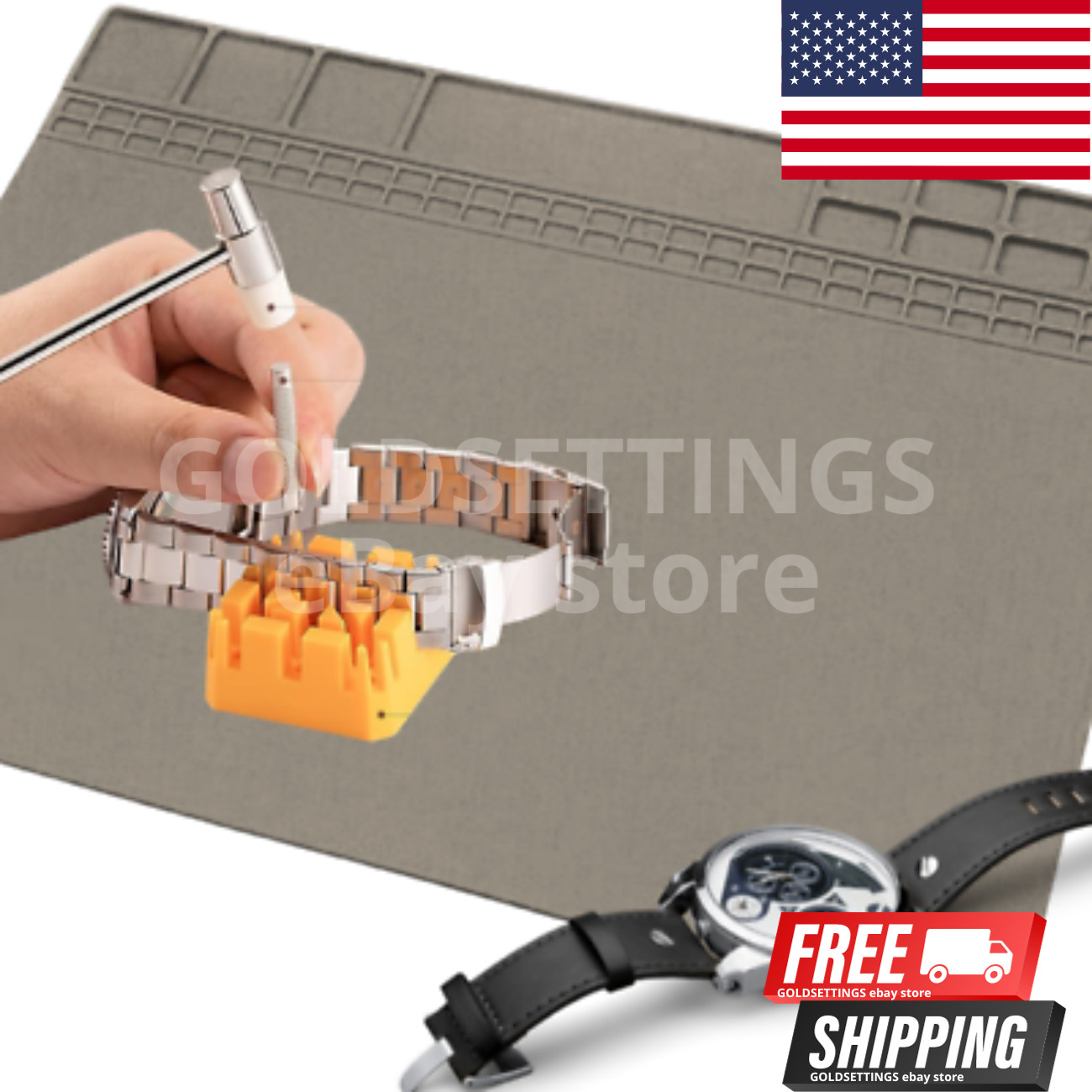 Watchmaker’s Eyeglass Rubber Bench Mat Anti-Slip Jewelry Watch Repair Tools Gray