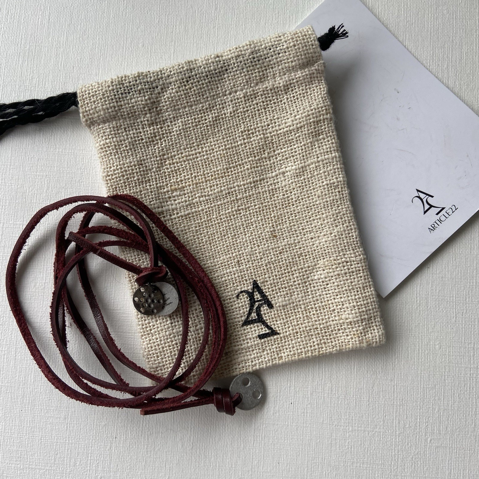 ARTICLE 22 Wrap Bracelet Necklace Burgundy Leather With Silver Tone Coins Boho