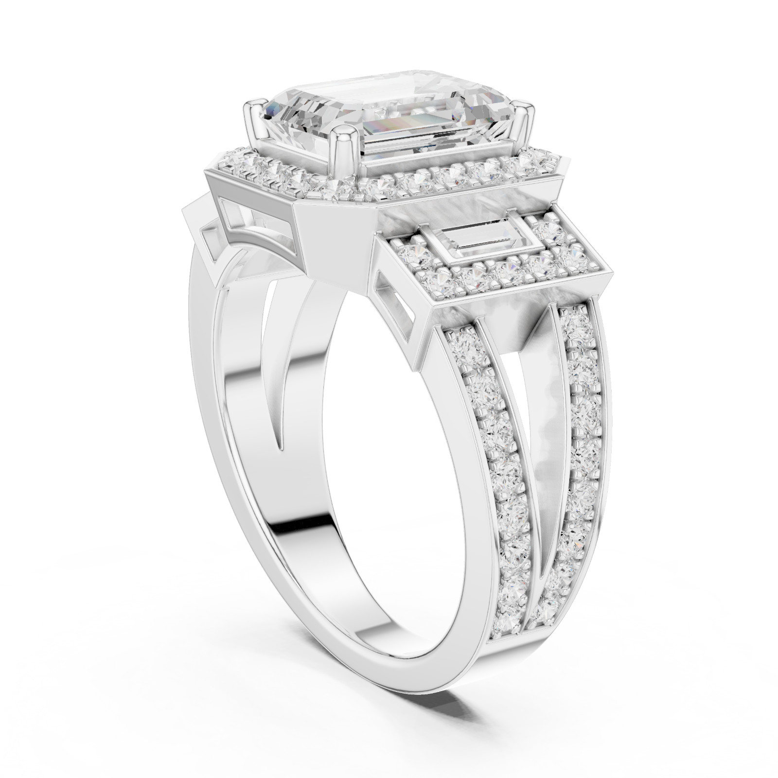 IGI Certified 3.54 Ct E-F/VS1 Lab Grown Diamond 14K White Gold Halo Bridal Ring