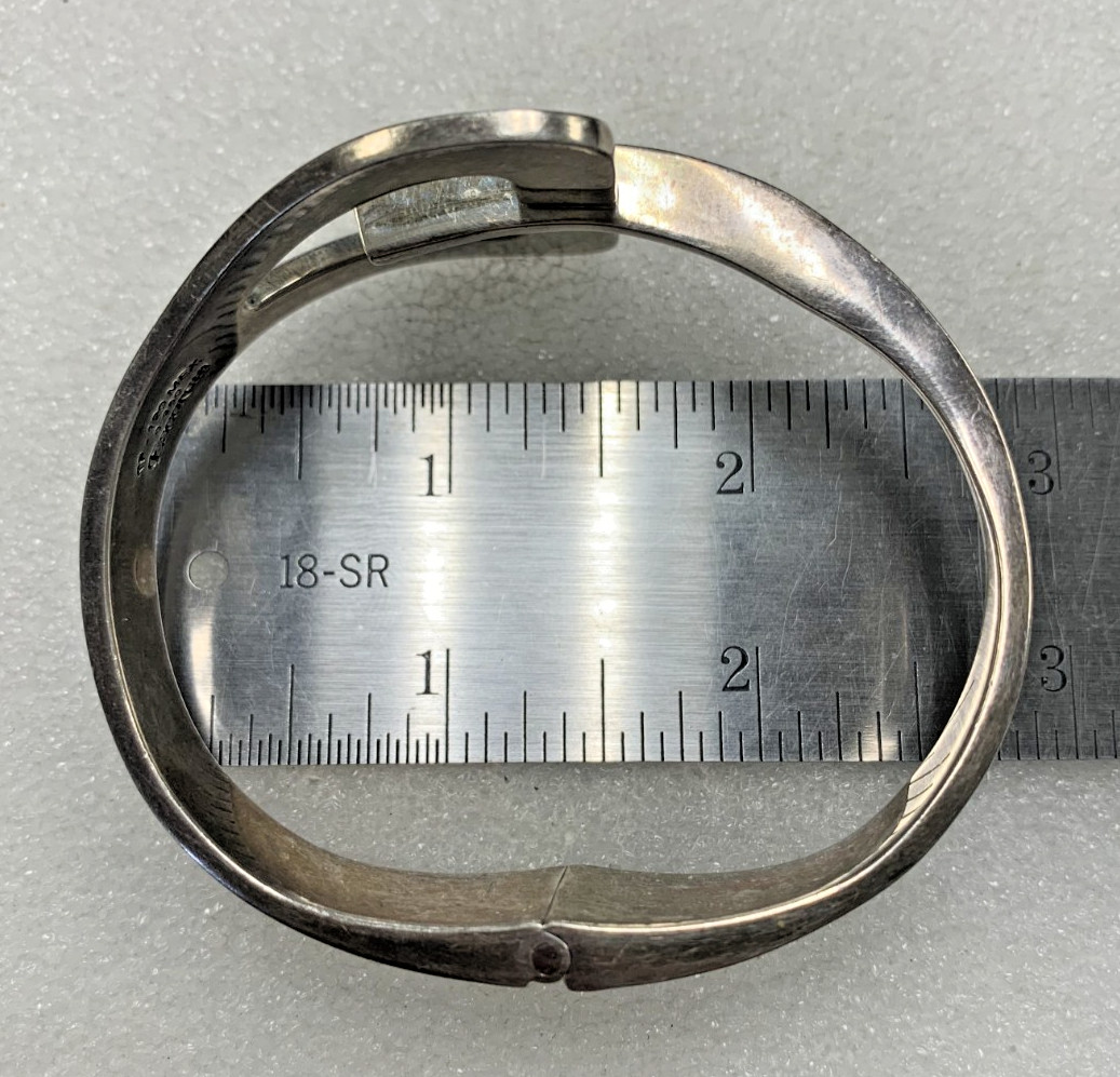 Escorcia Mexico Sterling Silver Modernist Hinged Cuff Bracelet Signed – 138B