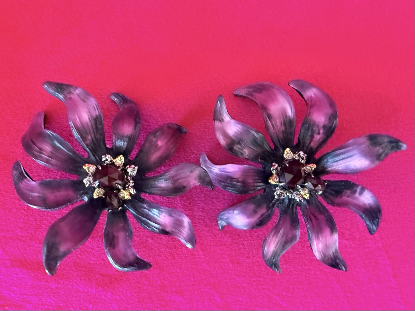 ALEXIS BITTAR Climber Lucite Flower, Enamel & Crystal Earrings (Burnt Fleur)