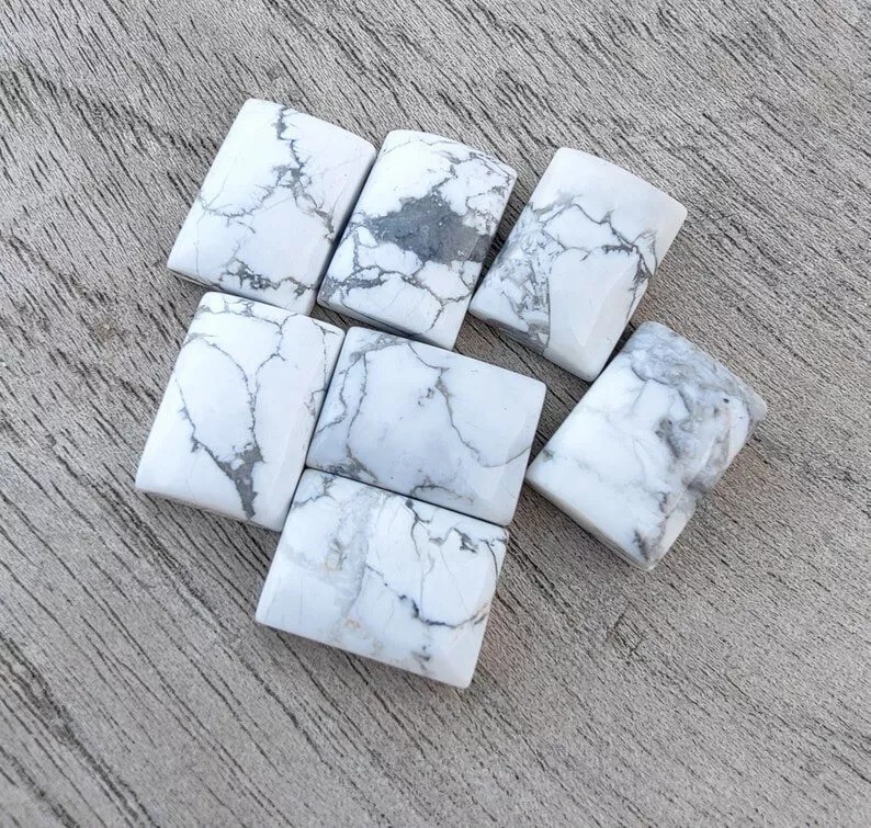Natural White Howlite Rectangle Cabochon 6x8mm To 20x25mm Loose Gemstone