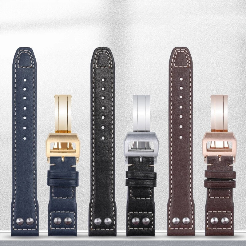 Mens High Quality Genuine Leather Watch Band Strap 20/21/22mm Fit IWC PILOT’S