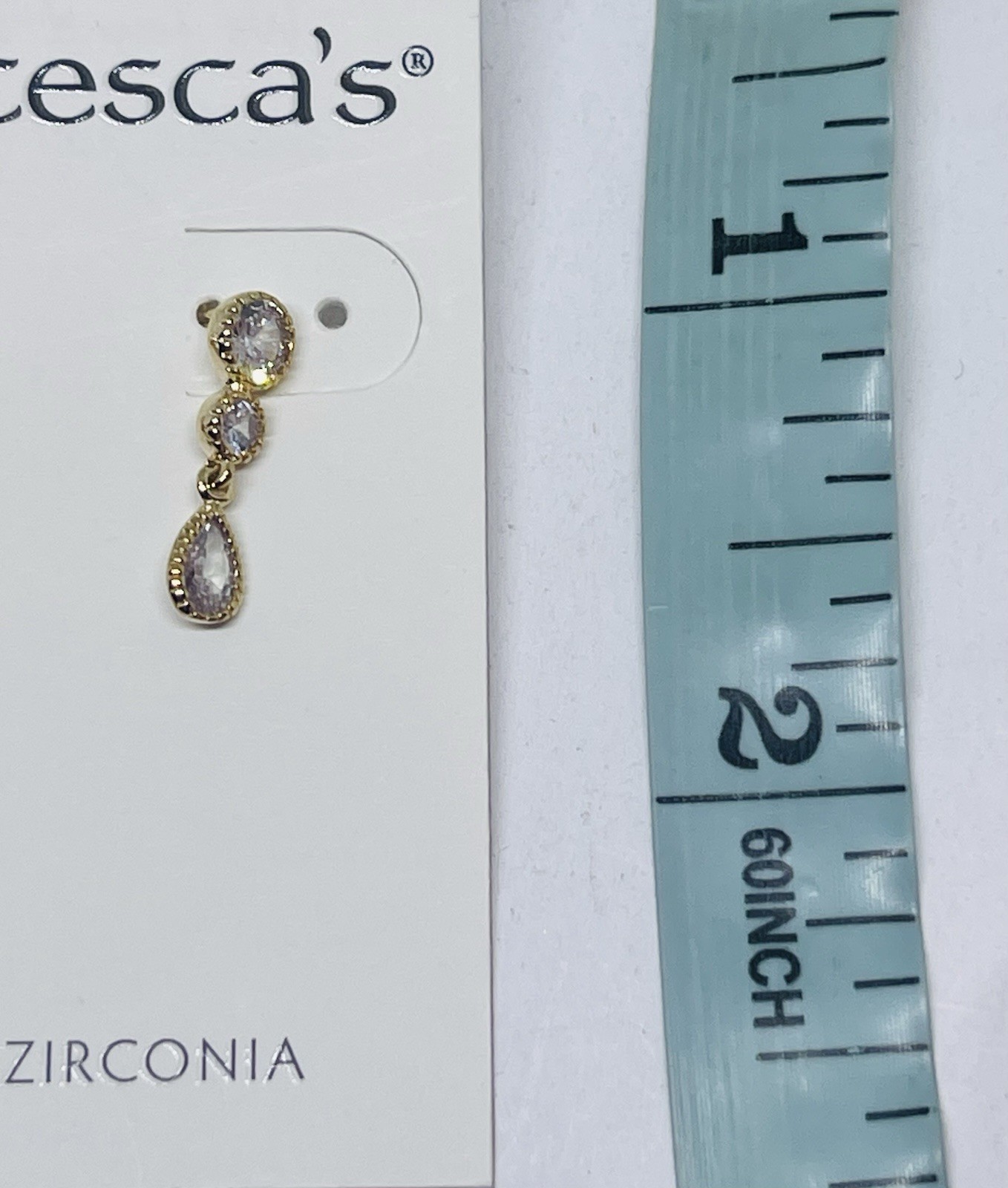 NWT FRANCESCA’S Dangling Gold Tone Clear Cubic Zirconia Post Earrings Sparkly