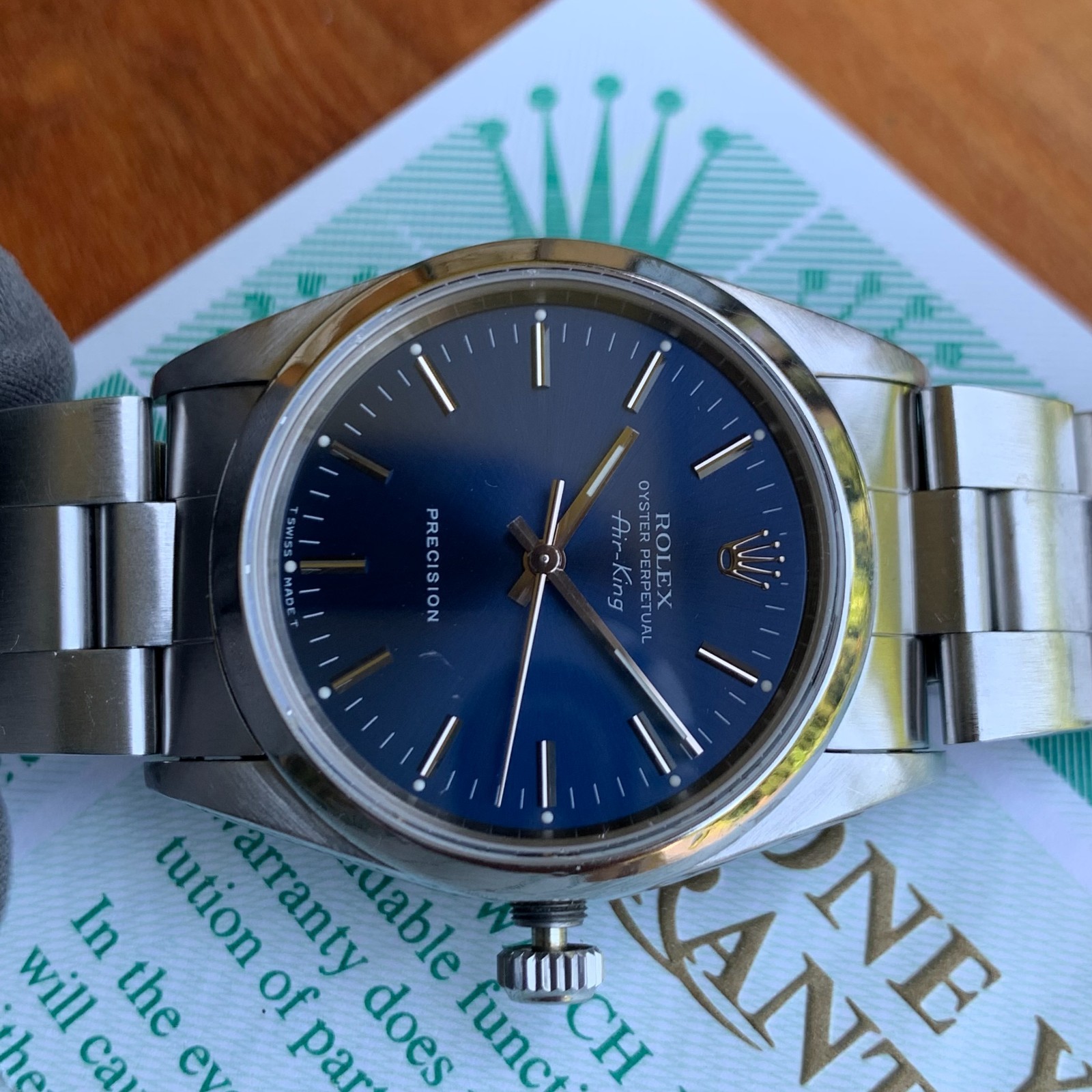 1993 Rolex Air-King Oyster Perpetual Precision Ref. 14000 Blue Dial Box & Papers