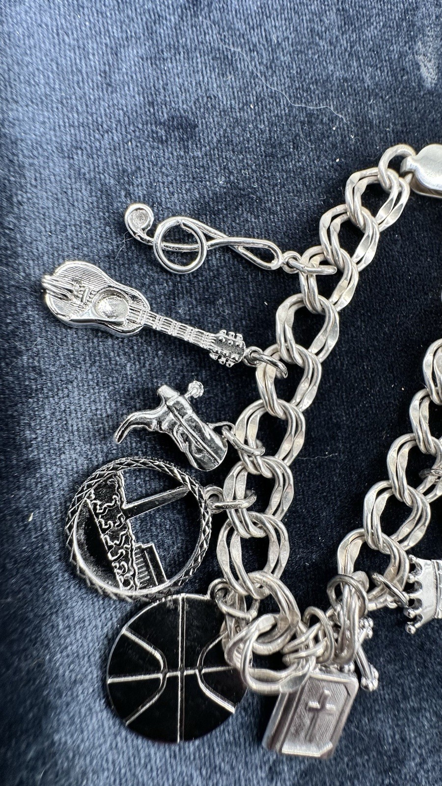 Rembrandt RQC Music Art (11) Charms Sterling Silver Rodium Plated Bracelet 6.25”