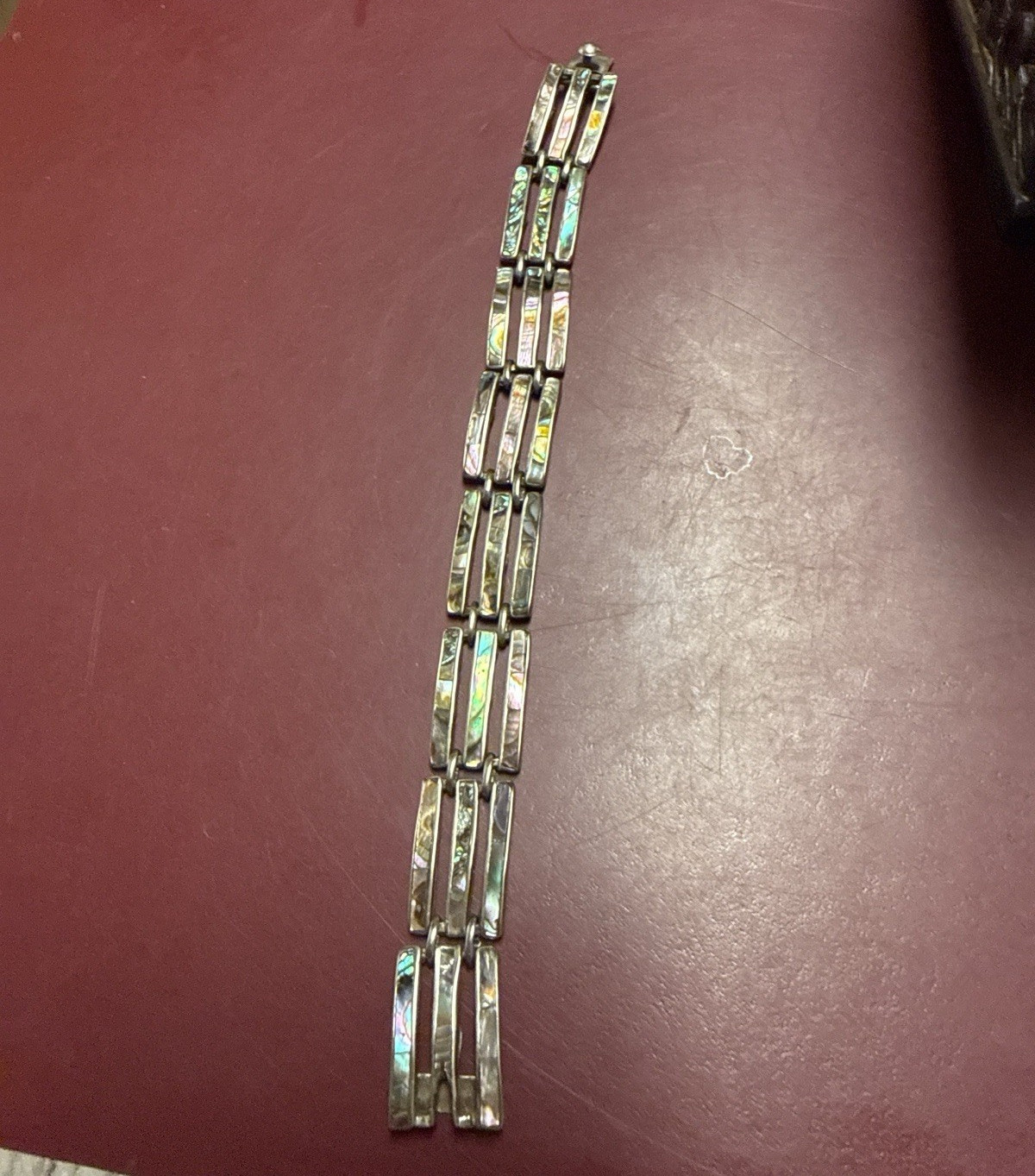 Sterling silver Bar Link Chain Bracelet, Fold Over Closure Clasp