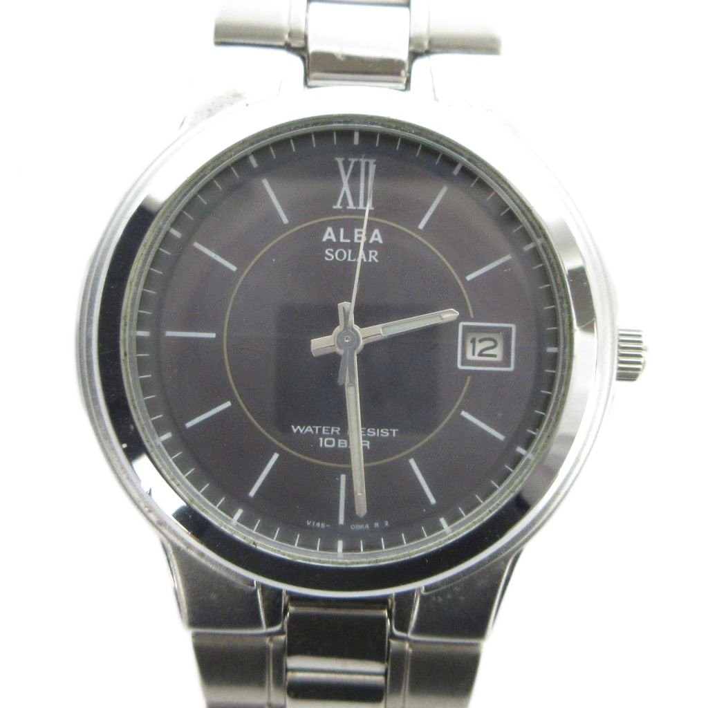 Seiko V145-0AT0 Quartz Watch 32mm Stainless Steel Silver Vintage AB