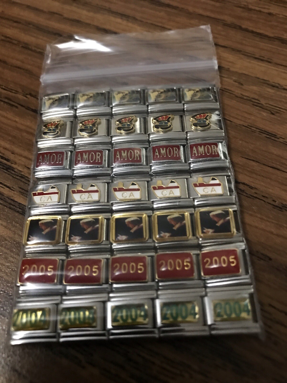 Italian charms mixed wholesale lot 35 pieces enamel – Laser links 9mm K0012