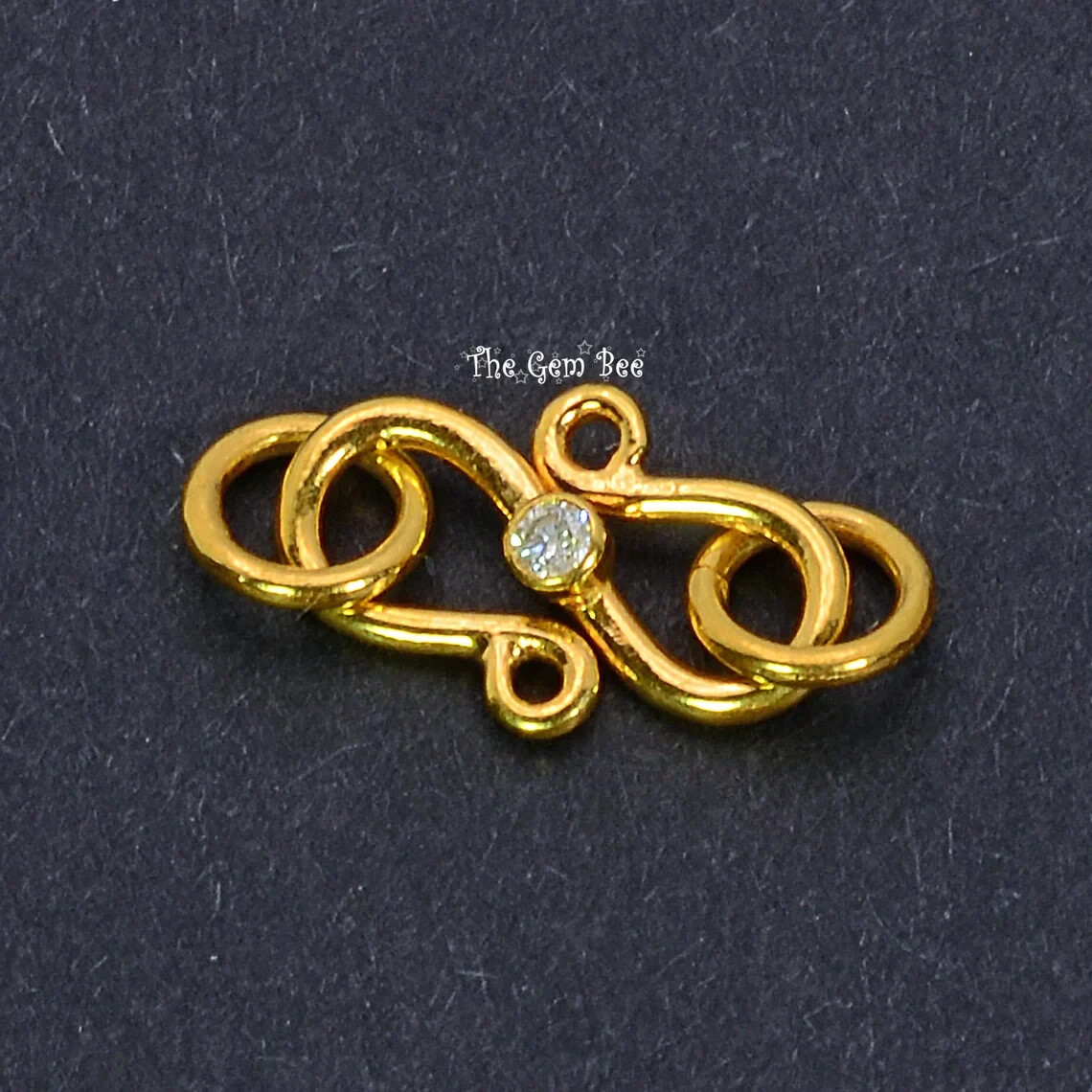 8.5mmx12mm 18k Solid Gold Classic S Hook Clasp Finding Brilliant Diamond Accent