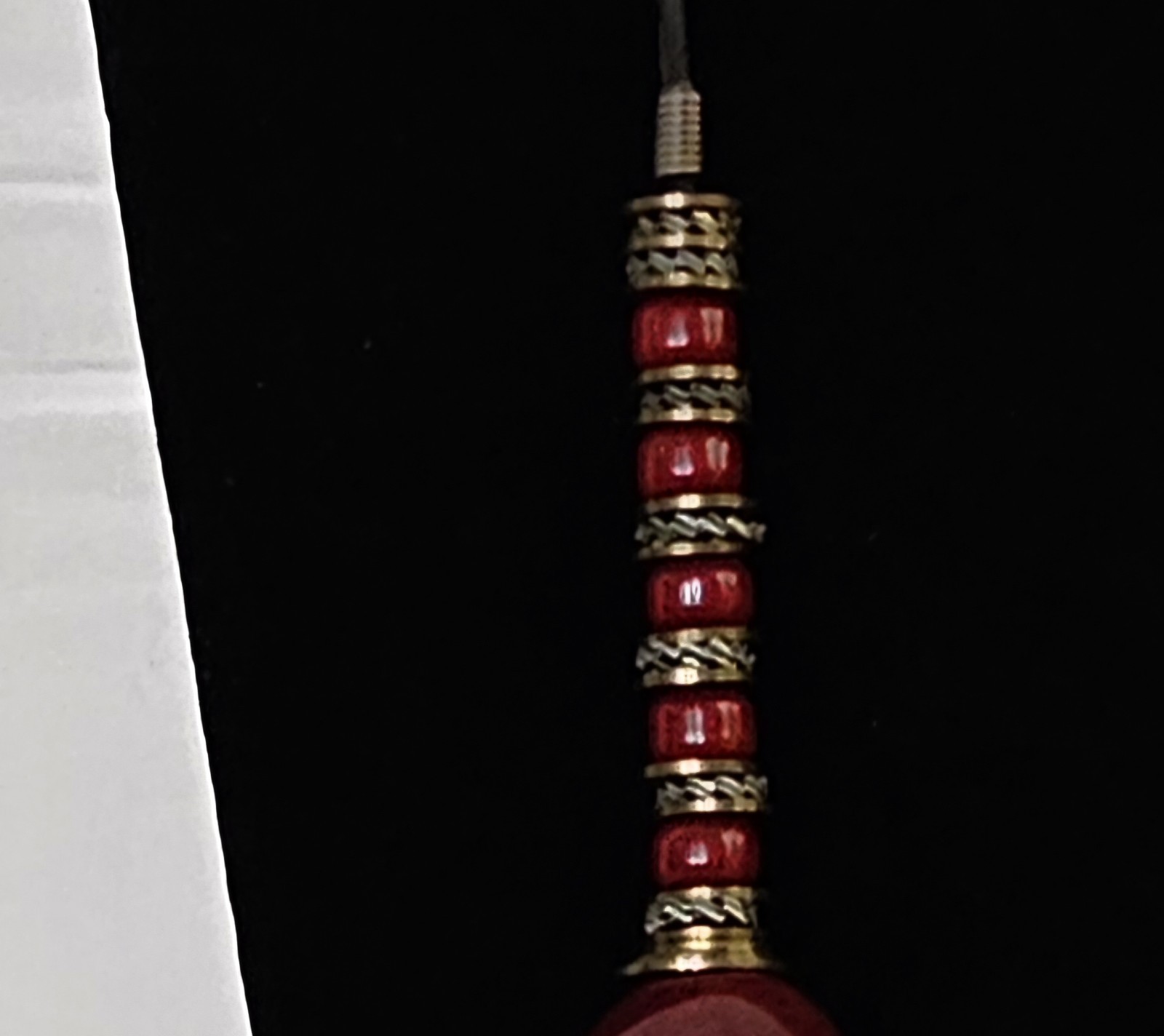Maroon Chunky Statement Necklace w/Brass Pewter & Roundel Bead Spacer Accents