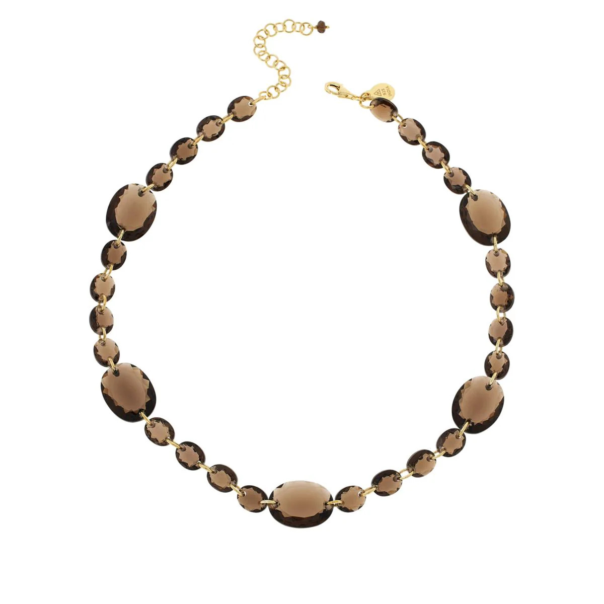 Rarities Sterling Silver Goldclad Smoky Quartz Station Necklace 16″ (HSN $278)