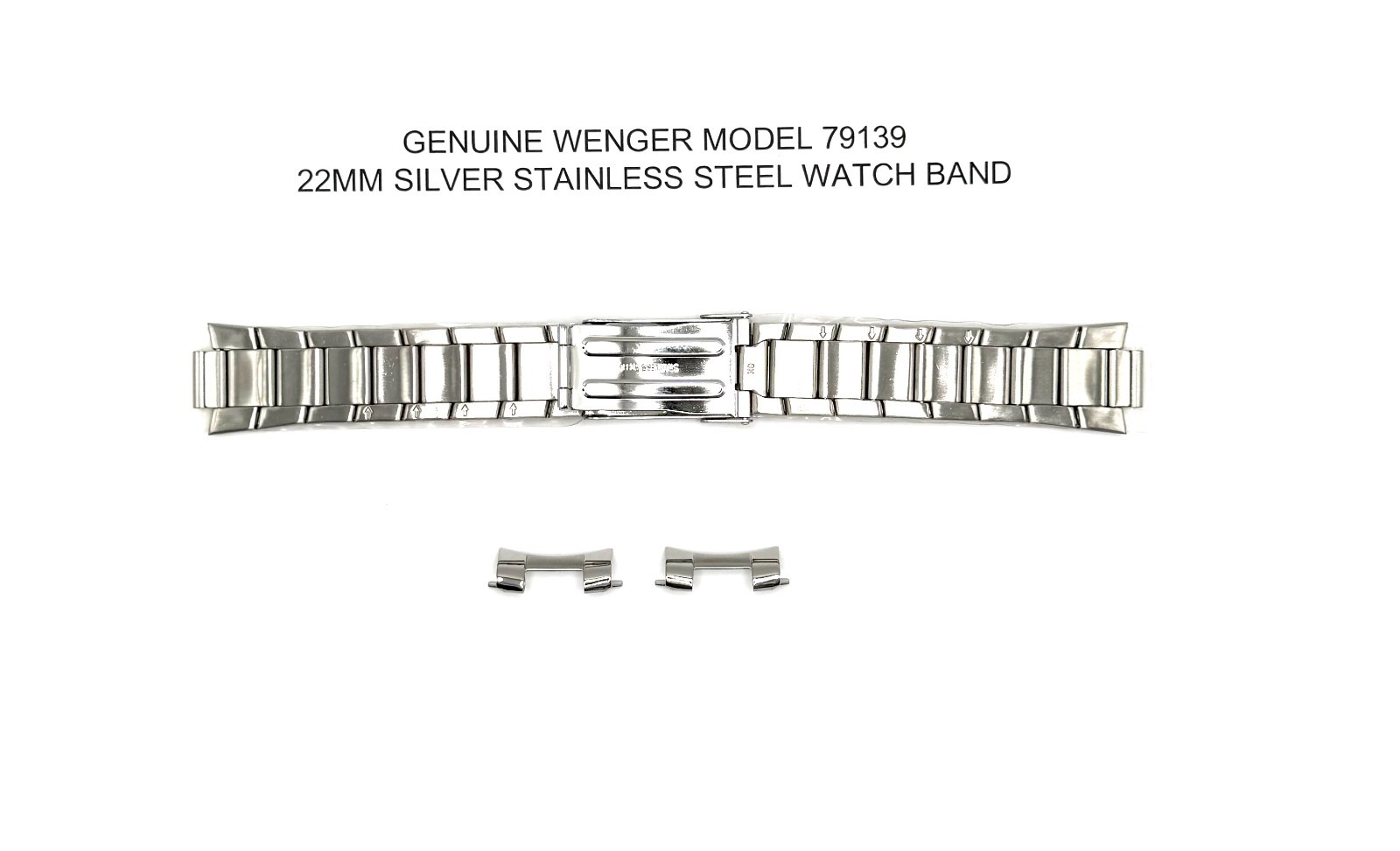 GENUINE WENGER 22MM SILVER STAINLESS STEEL WATCH BAND