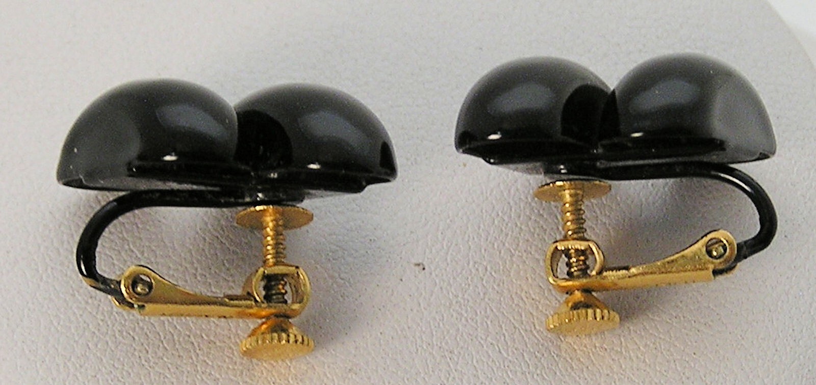 Vintage Napier Black Enamel Angled Oval dome Capsule Link Bracelet Earrings Set