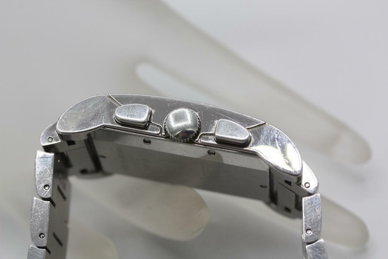 BVLGARI RTC49S Rettangolo Chronograph Quartz Silver Dial Watch Box/Papers