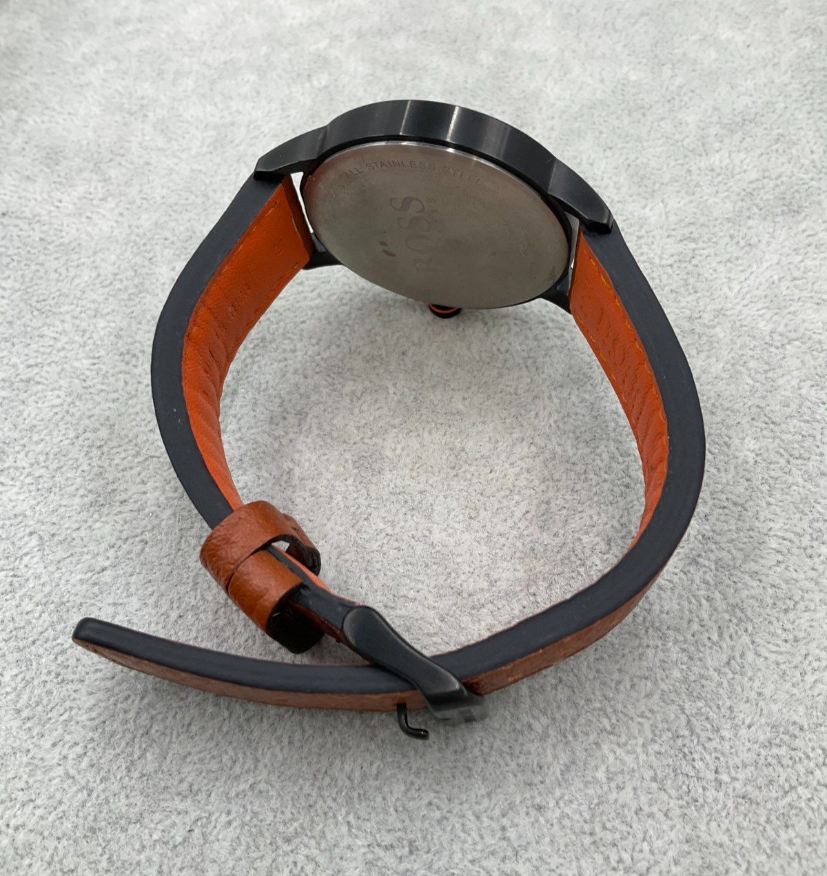 Hugo Boss Men’s Watch Quartz Analogue Brown & Orange Strap Working With Box N5