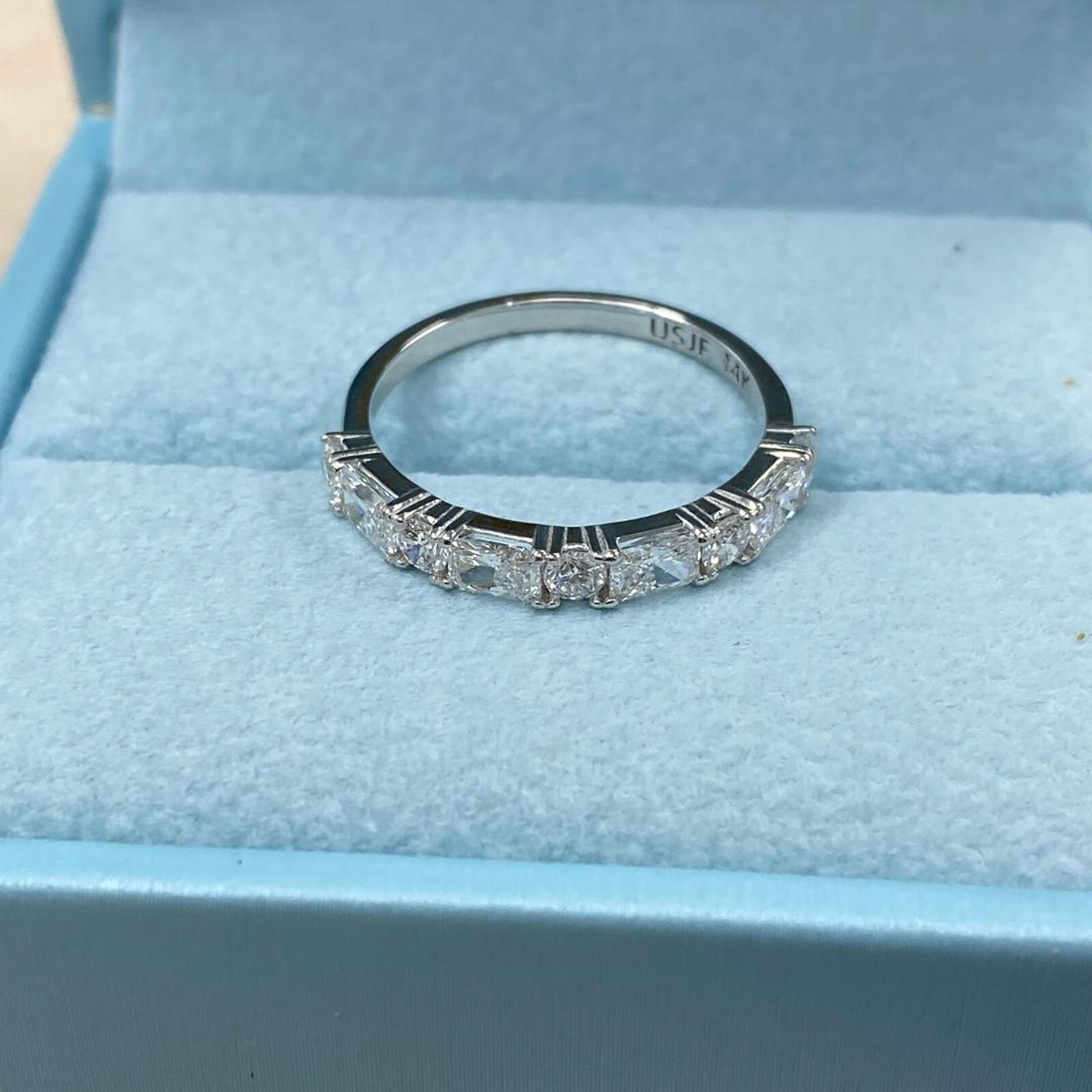 1.00 TCW Round Radiant Lab Grown Diamond Wedding Band 14k White or Yellow Gold