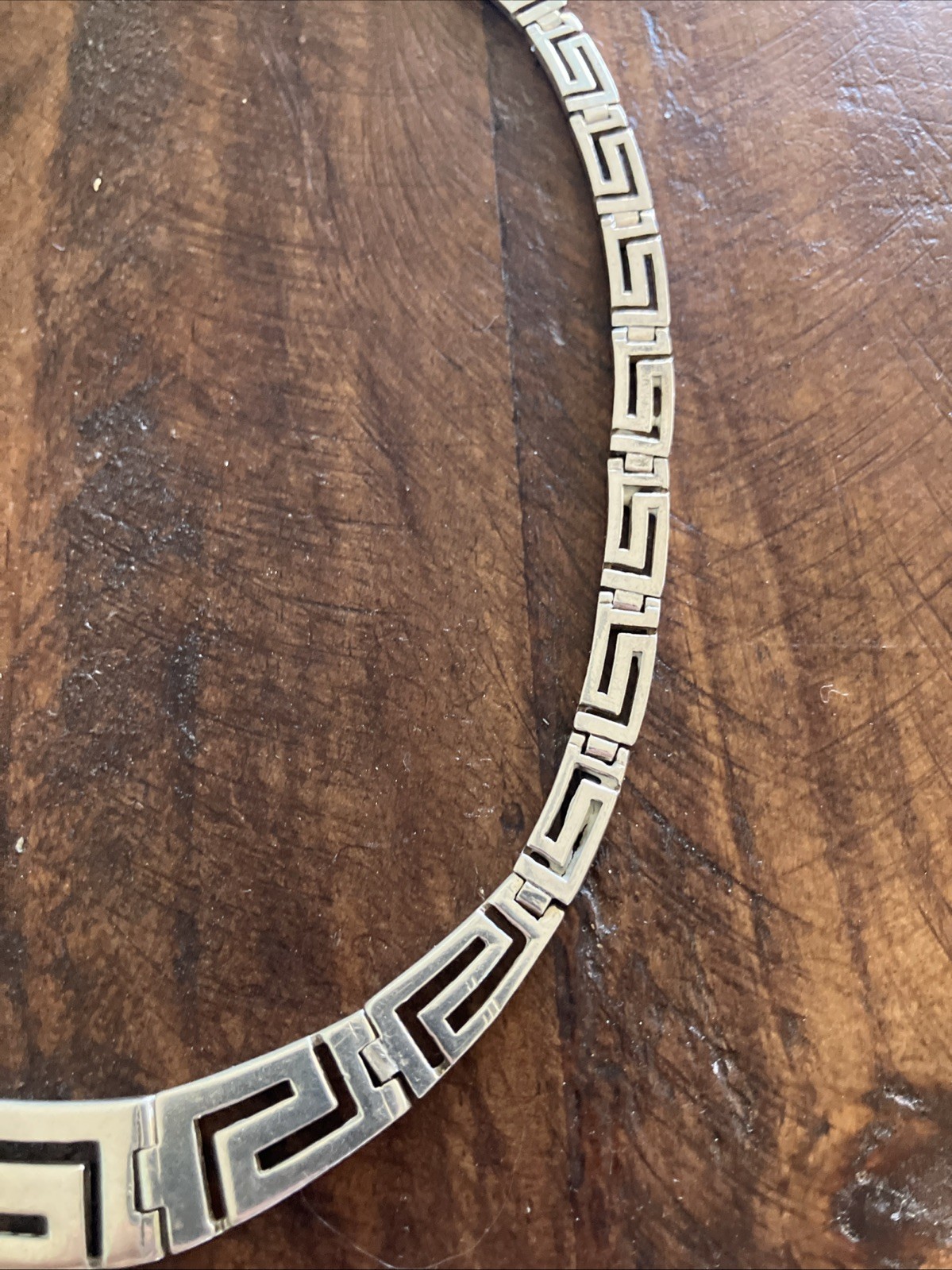 Vintage Beautiful Sterling Silver Greek Key Design Necklace And Bracelet Pair