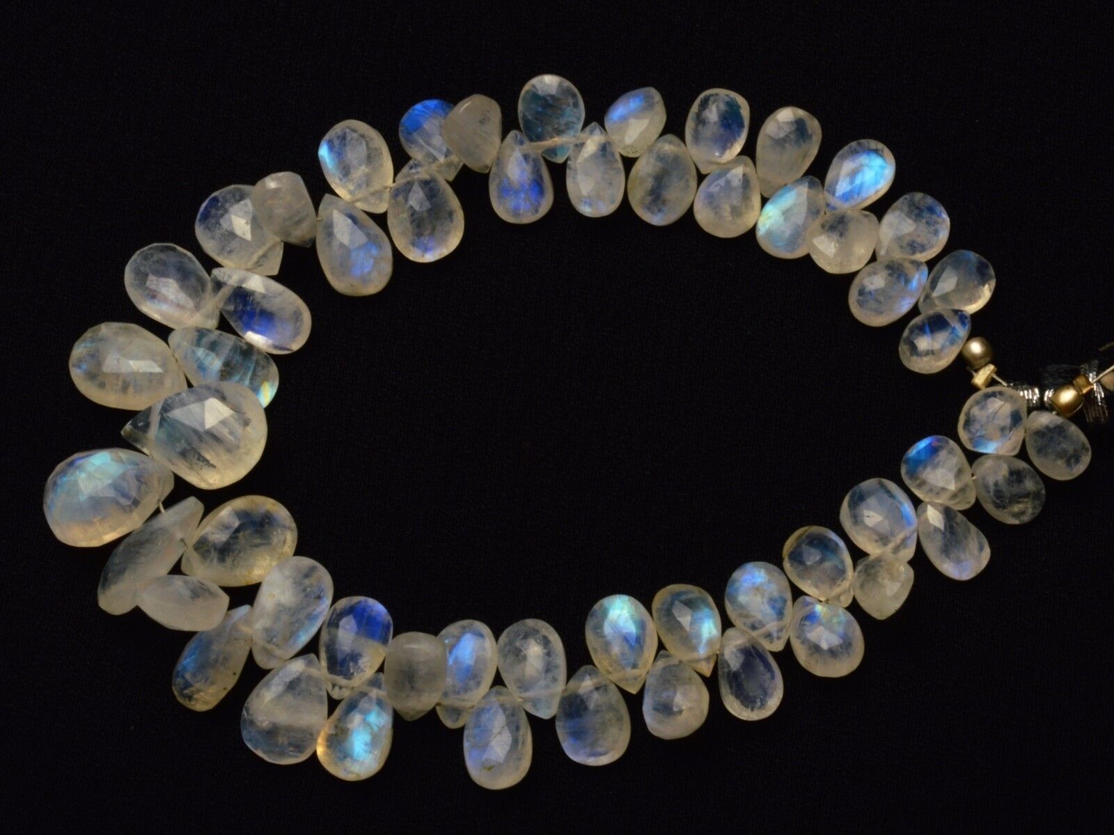 Natural Gem Blue Flash Moonstone 5×7 to 9x13MM Facet Pear Shape Briolettes 7.5″
