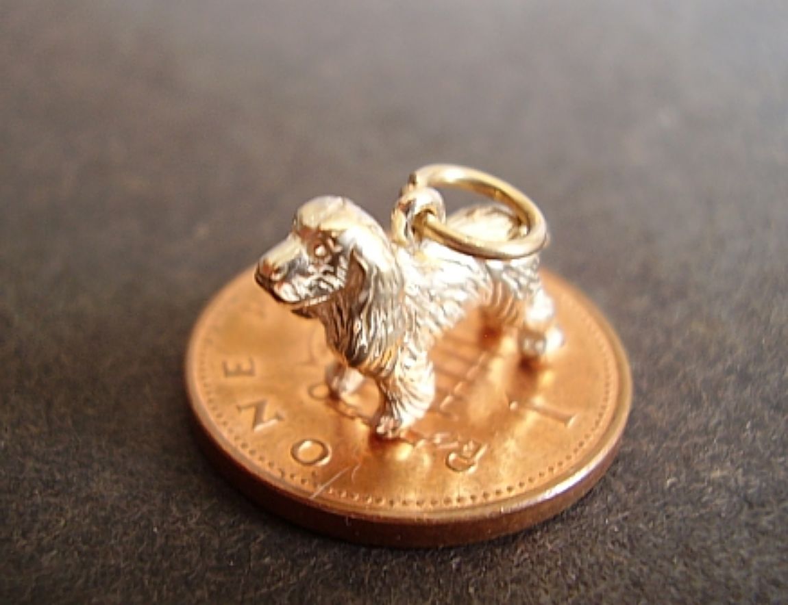 LOVELY 9CT CARAT 9K SOLID GOLD ‘ SPANIEL DOG ‘ CHARM CHARMS FULLY HALMARKED