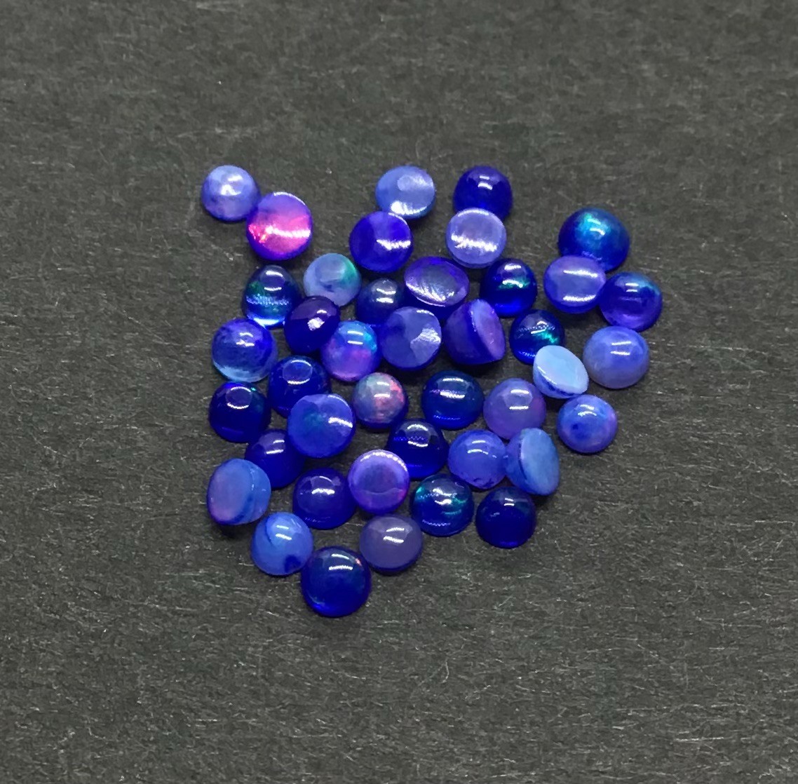 Natural Ethiopian Blue Opal Fire Round Flat Back AAA Loose Gemstone For Jewelry