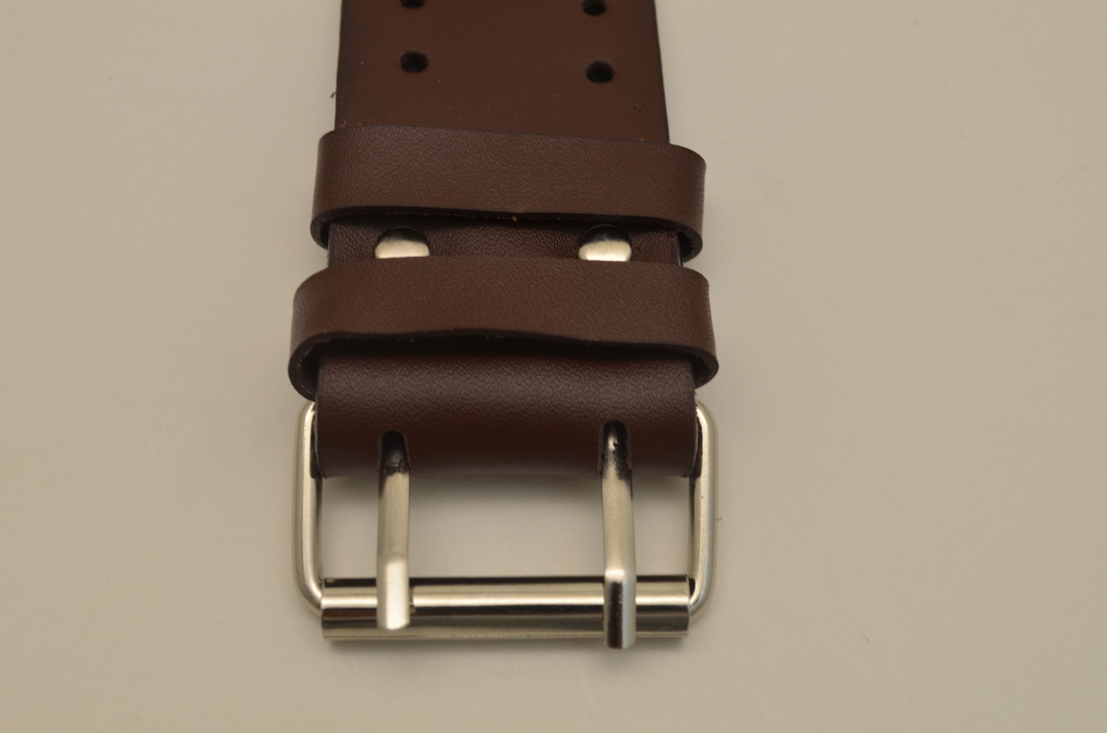 Brown wide Leather Watch Band strap Buckle Punk Rock Skaters cuff Bikers